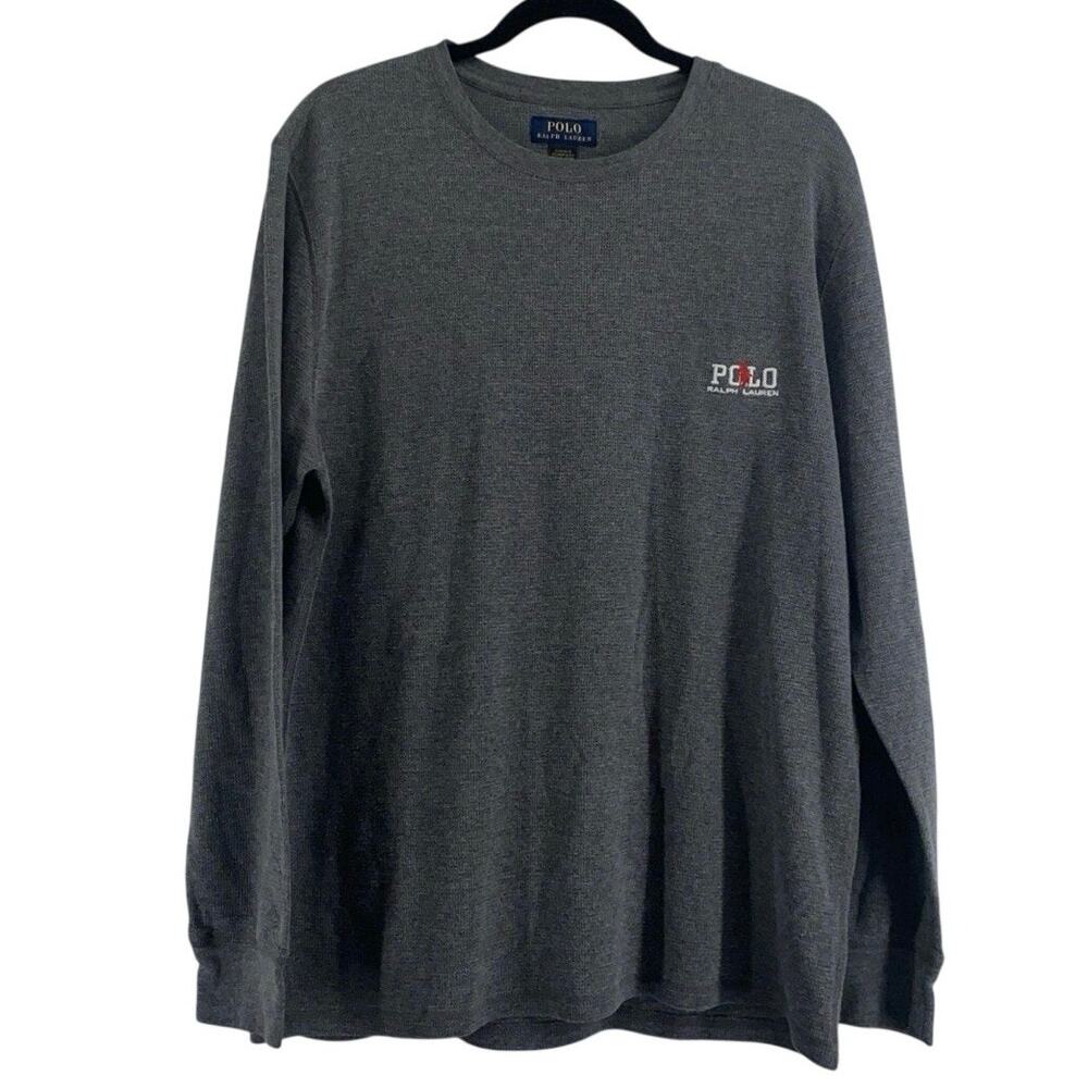 Polo Ralph Lauren Men's Grey Logo Crew-Neck Waffle Knit Sleep T-Shirt XL